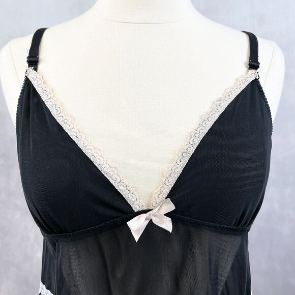 Y2K Cami Tank Womens Size US 8 Frilly Chemise Mesh Lace Whimsigoth Fairycore - Picture 2 of 9